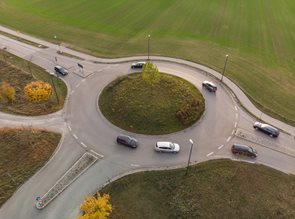 aerial view of a roundabout